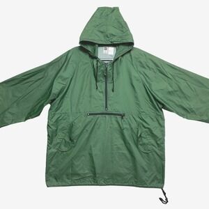 Gap Anorak Jacket Mens XL Green Nylon Hooded Windbreaker Factory Y2K